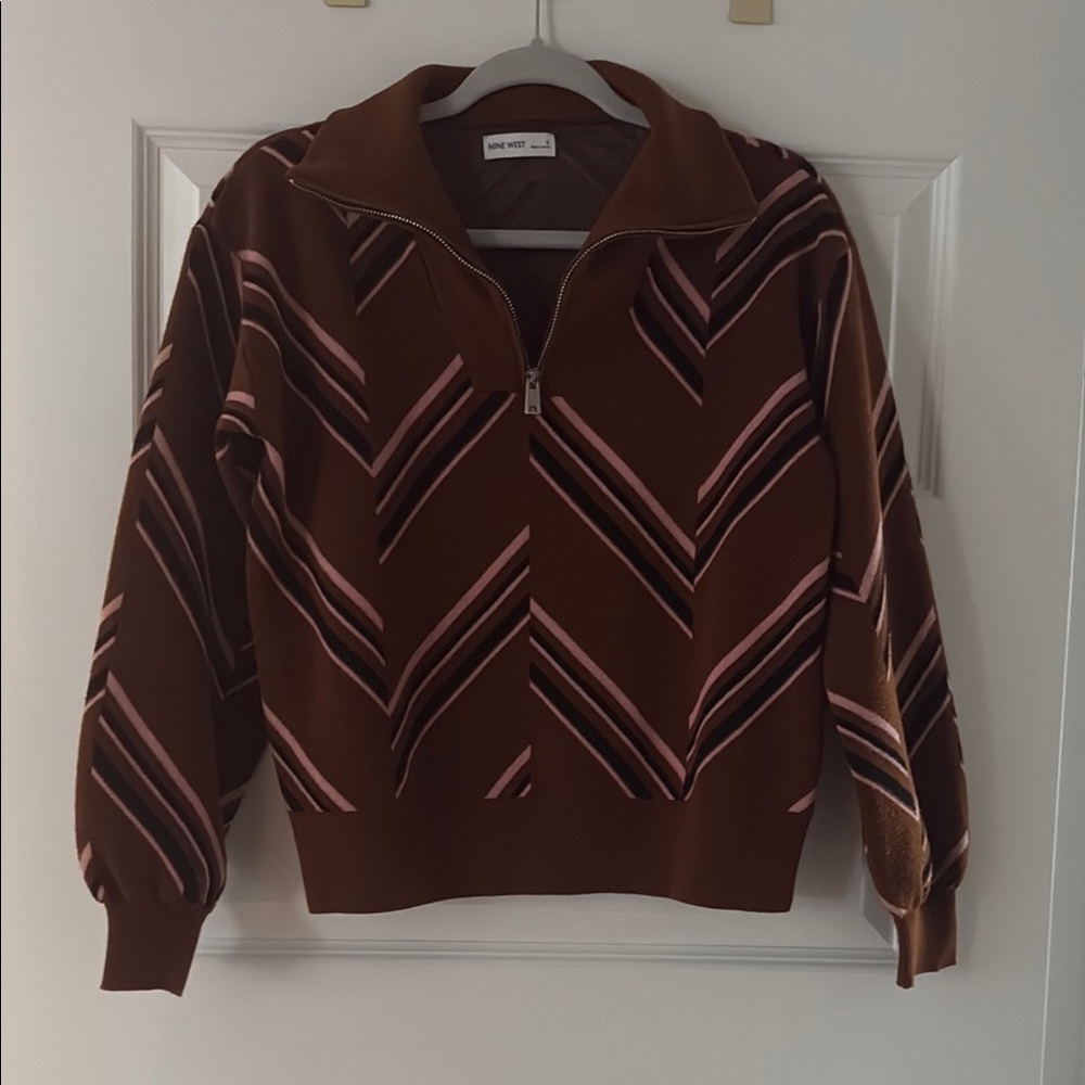 Brown and Pink Striped Sweater